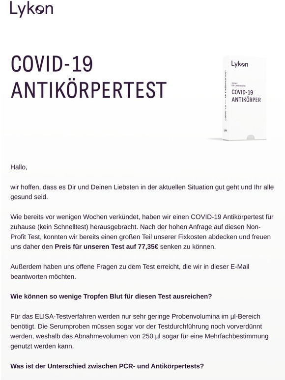 Update: Unser COVID-19 Antikörpertest ist günstiger geworden