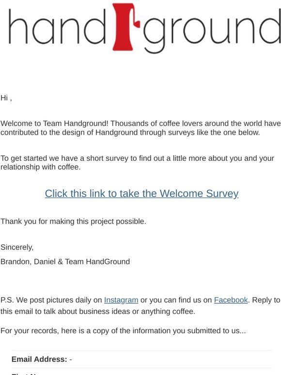 Team Handground: Signup Confirmed