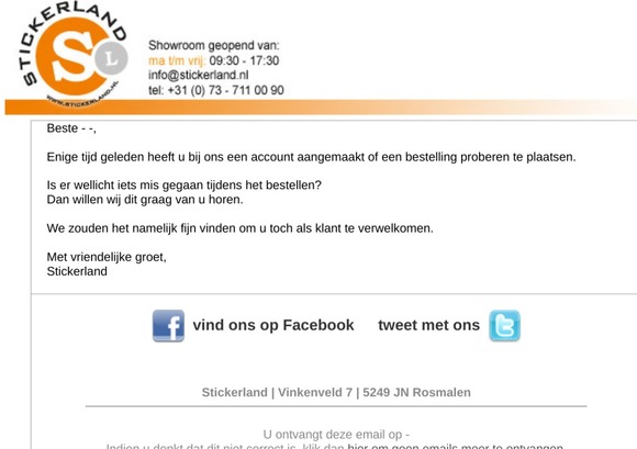 Beste --is alles goed gegaan bij Stickerland?