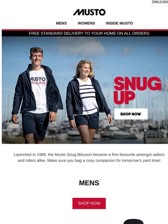 Musto.com: The Snug collection | Milled