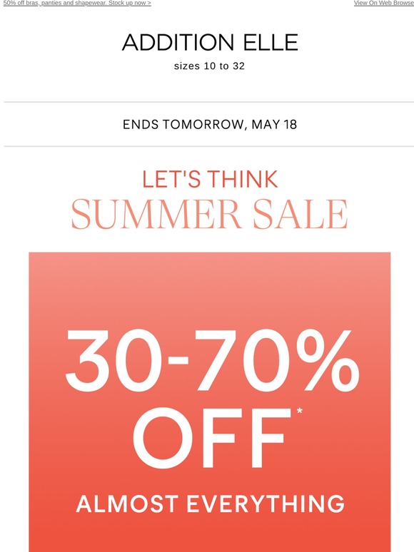 30-70% off almost everything ends tomorrow!