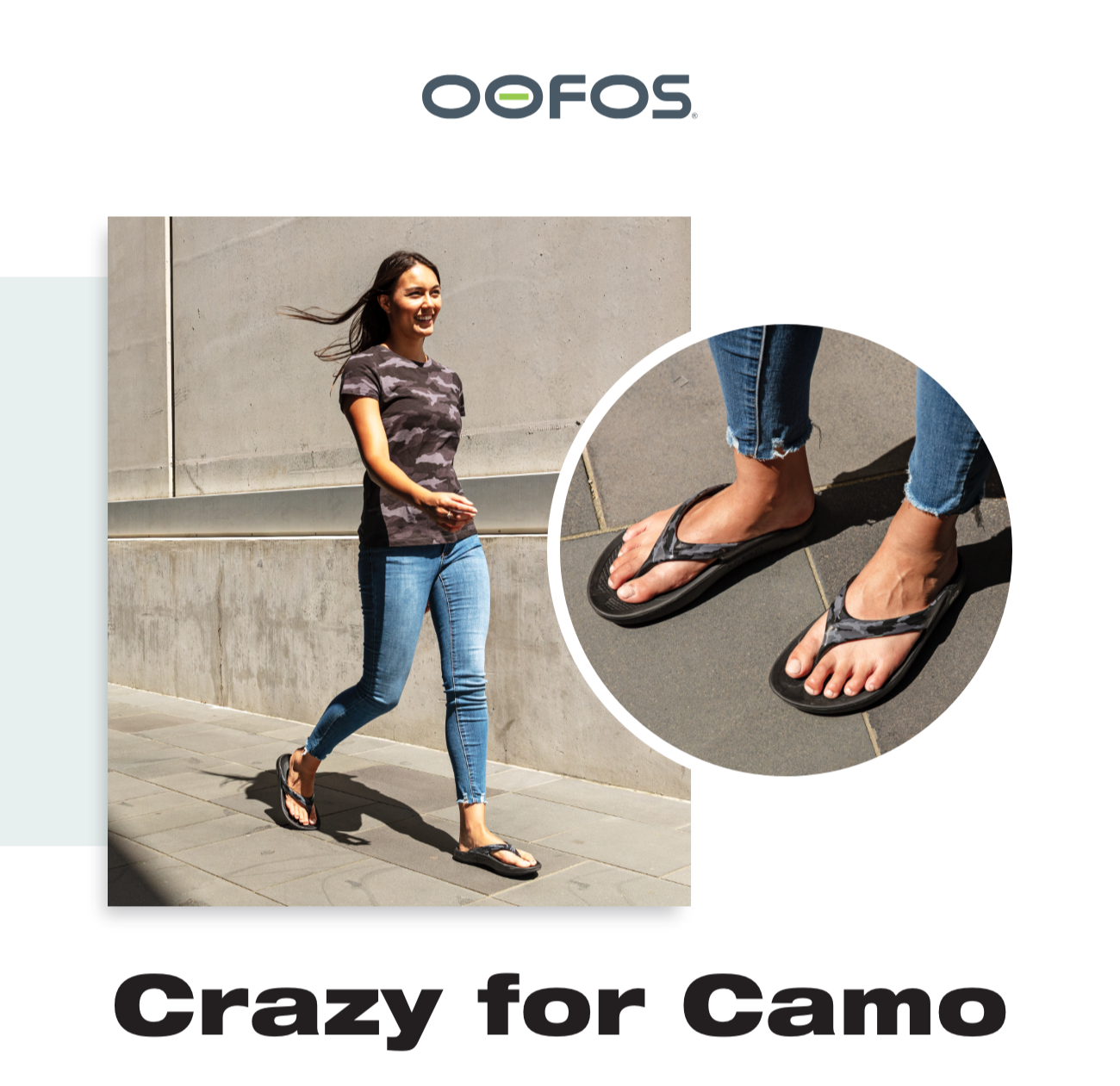 oofos camo sandals