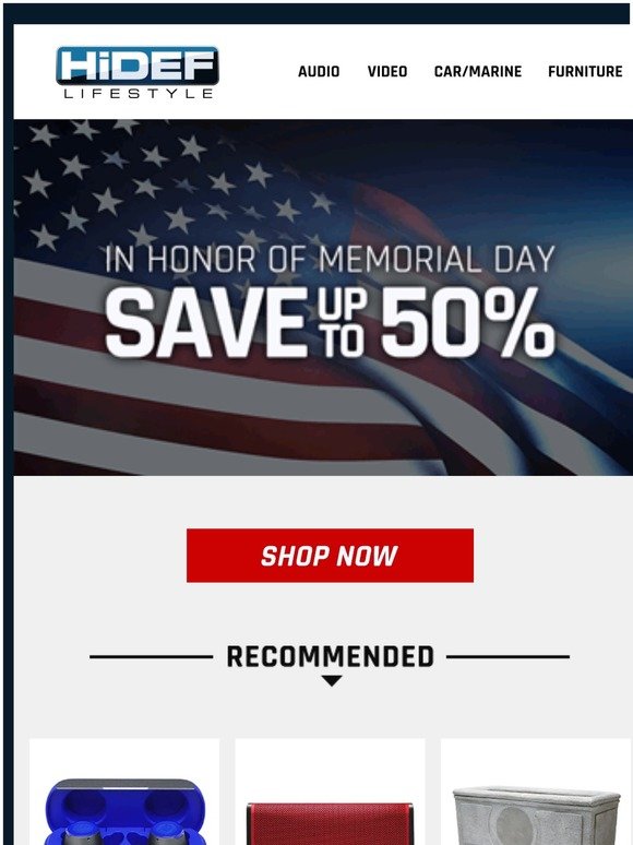 Memorial Day Savings up to 50%  🇺🇸