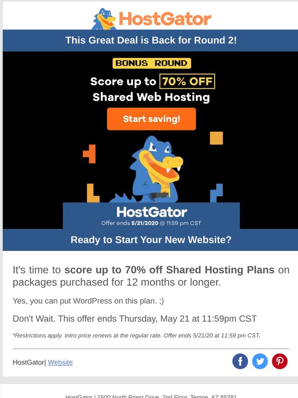 Up to 70% off your new website