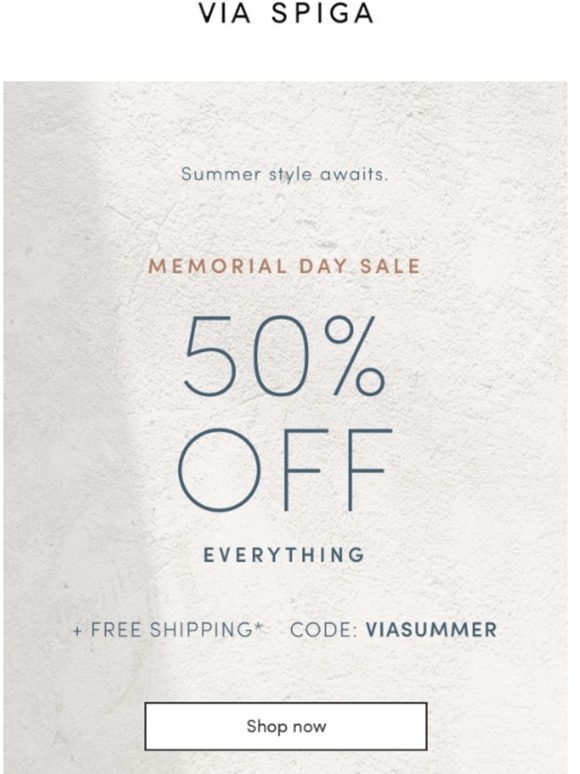 Shop the Memorial Day Sale! 50% off EVERYTHING + Free shipping