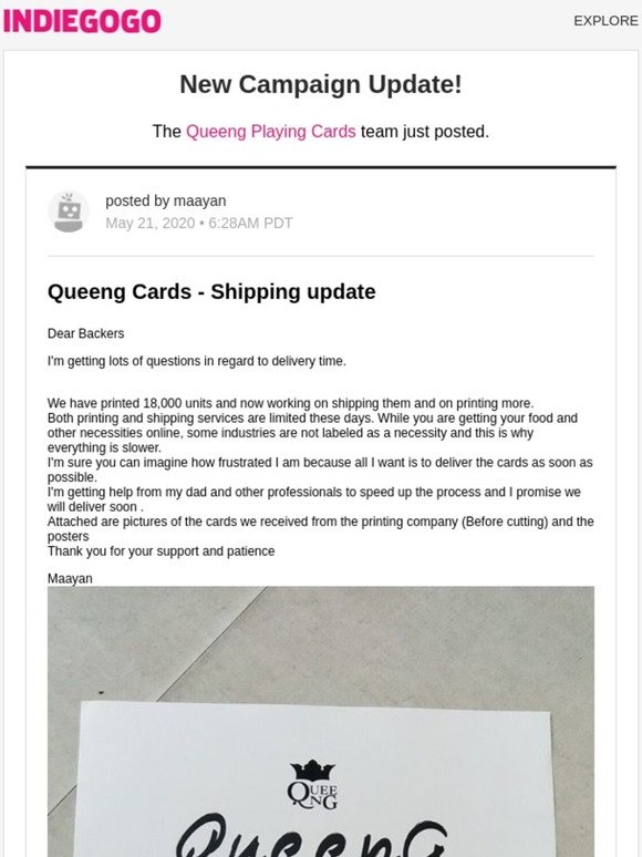 Indiegogo Update 5 From Queeng Playing Cards Milled