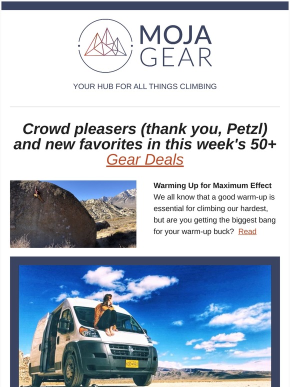 Climbing Warm Ups, 🚐 Vanlife Burn Out, New Research on Fear of Heights, Gear Deals, and more in this week's Beta