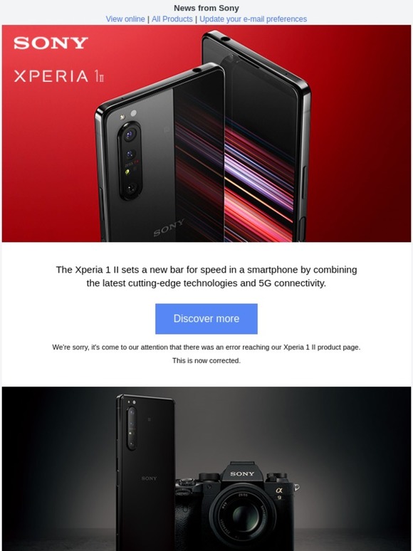 Sony Correction Built For Speed Introducing Xperia 1 Ii Milled