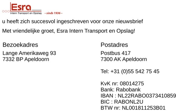 Nieuwsbrief inschrijving gelukt