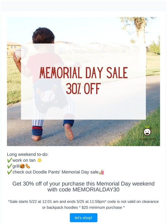 Save 30% this long weekend!