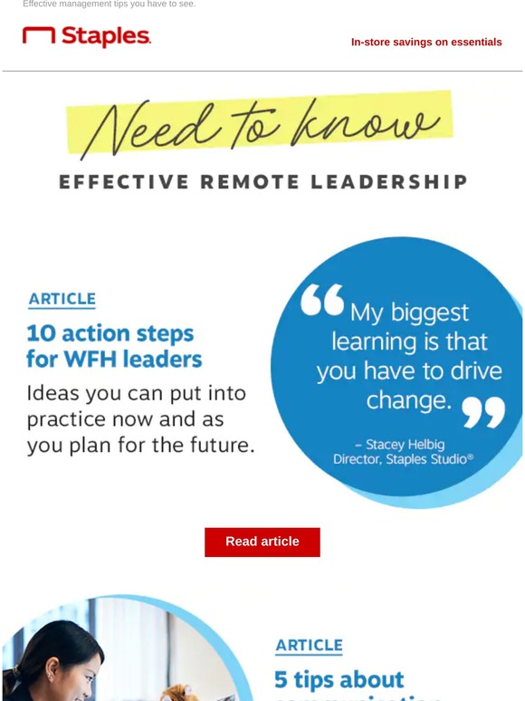 Staples How to lead a team from home. Milled