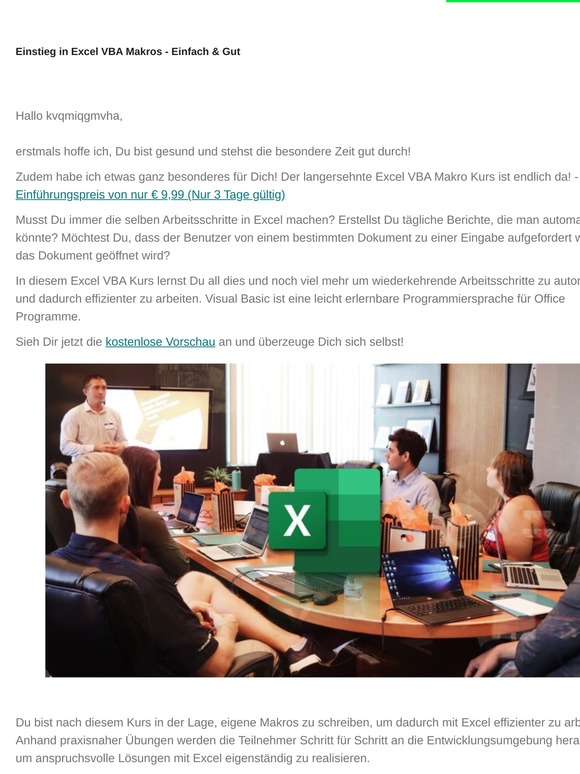 Neuer Kurs: Einstieg in Excel VBA Makros