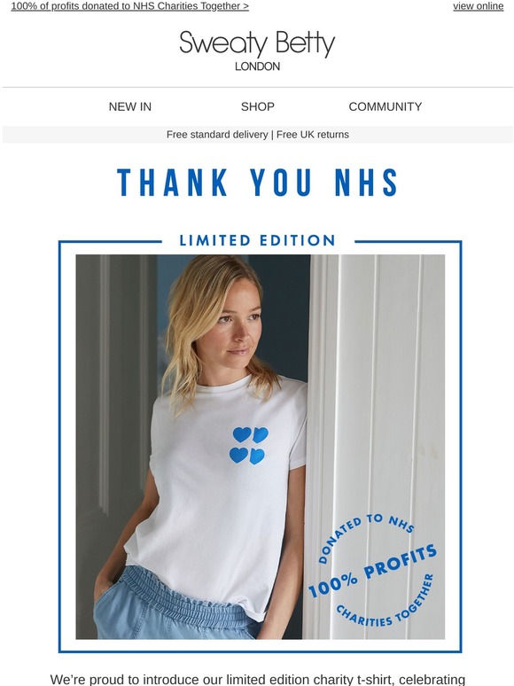 Sweaty Betty Introducing our NHS charity tee 💙 Milled