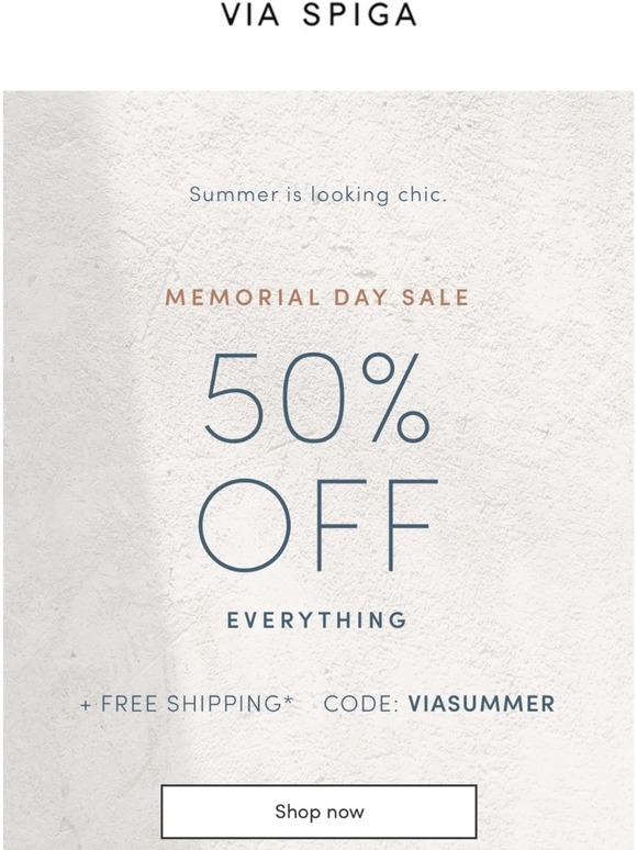 50% off EVERYTHING + Free shipping. The sale you’ve been waiting for.