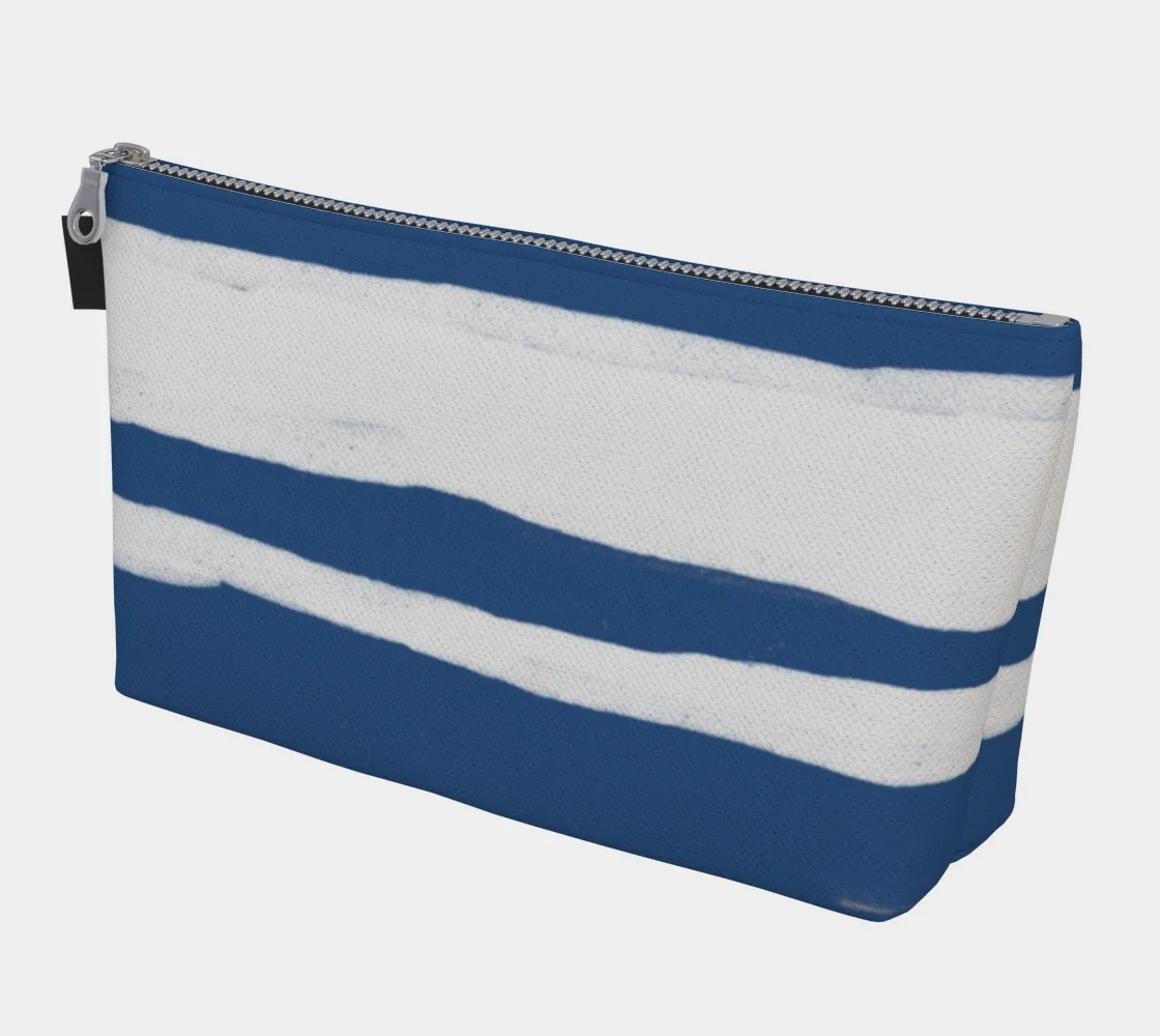Image of Large Gusseted Project Bag -- Organic Blue and White Stripes