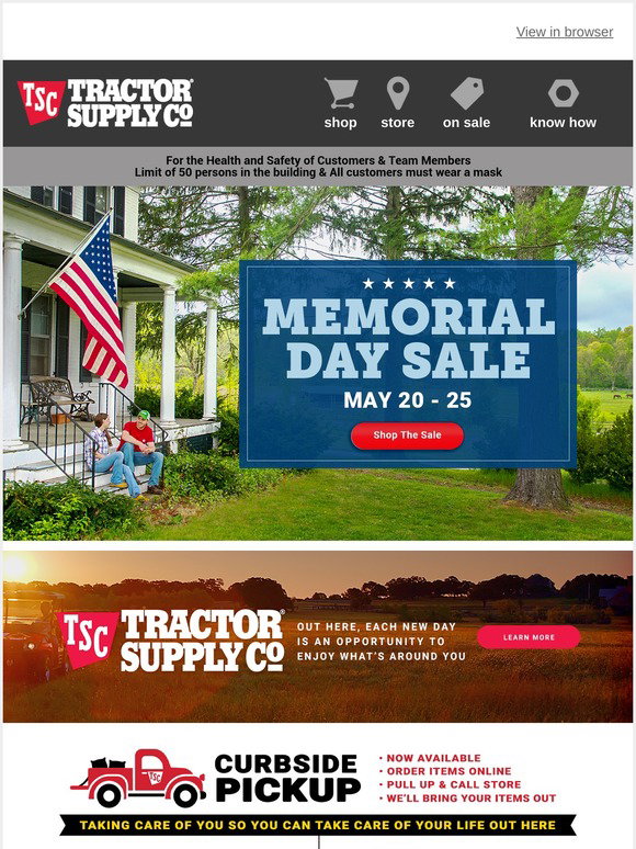 Tractor Supply Company Memorial Day is Almost Here Sale Ends May