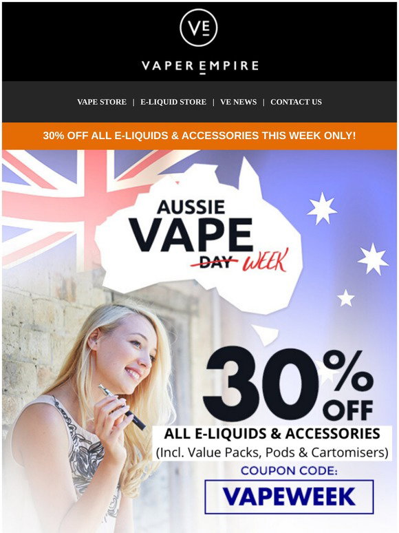 vaper empire discount code Empire: Our BIGGEST SALE, Aussie Vape Week! - Vaper Shortfill E-liquid flavor:Choose an Option how long does a
