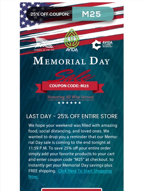 🇺🇸 25% Off Memorial Day Sale