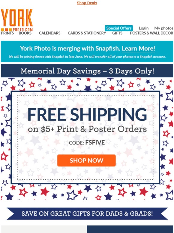 Extended 1 More Day! MEMORIAL DAY SAVINGS...Free Shipping on Prints, Up to 74% Off Blankets, Mugs, Canvas & More!