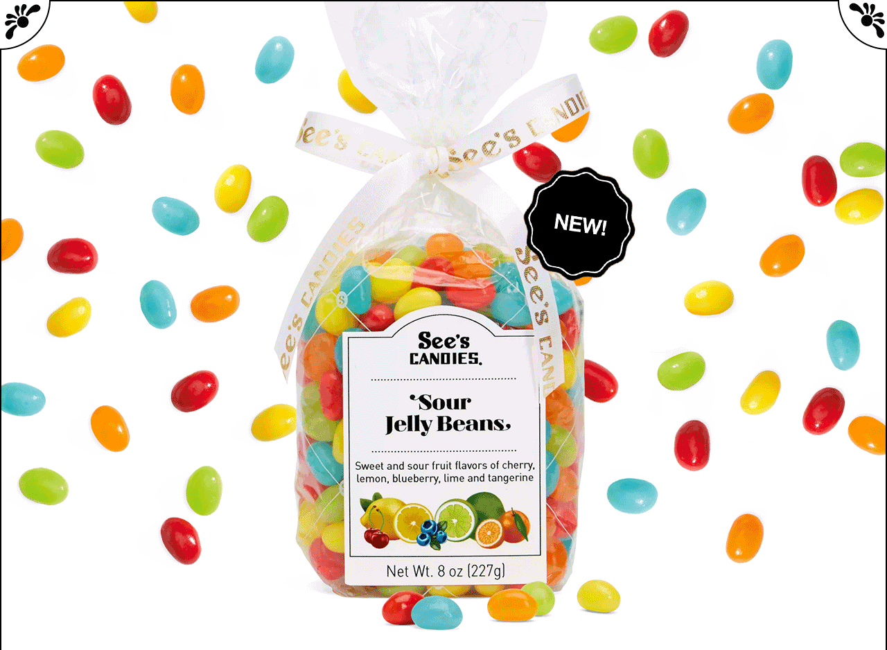 See's Candies, Inc. NEW Sour Jelly Beans! When a sour taste in your 👄 is a good thing… Milled