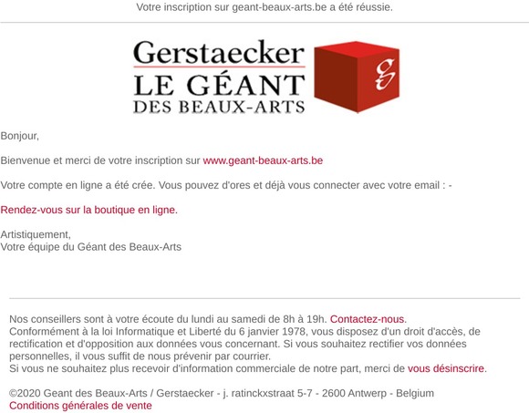 Confirmation de création de compte