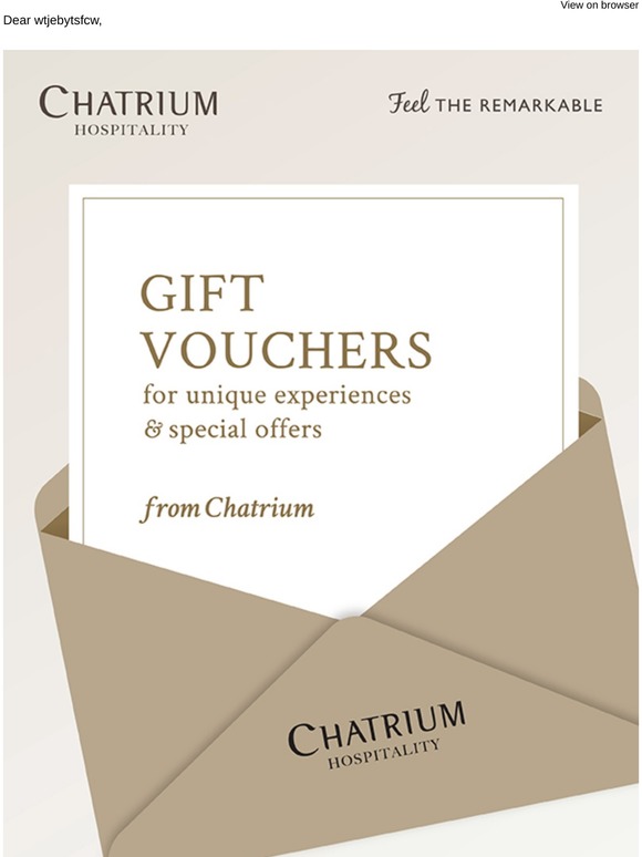 Gift vouchers for unique experiences & special offers from Chatrium
