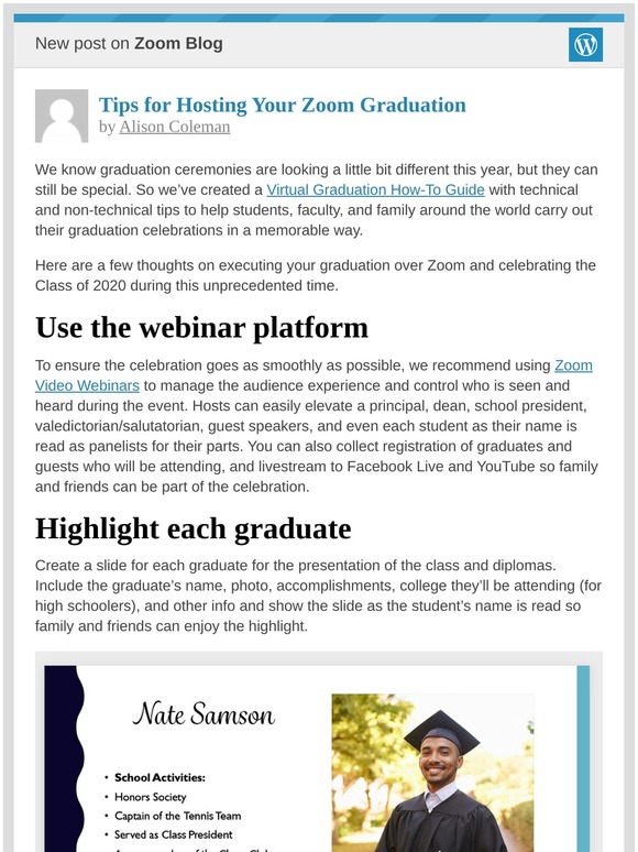 Zoom Video [New post] Tips for Hosting Your Zoom Graduation Milled