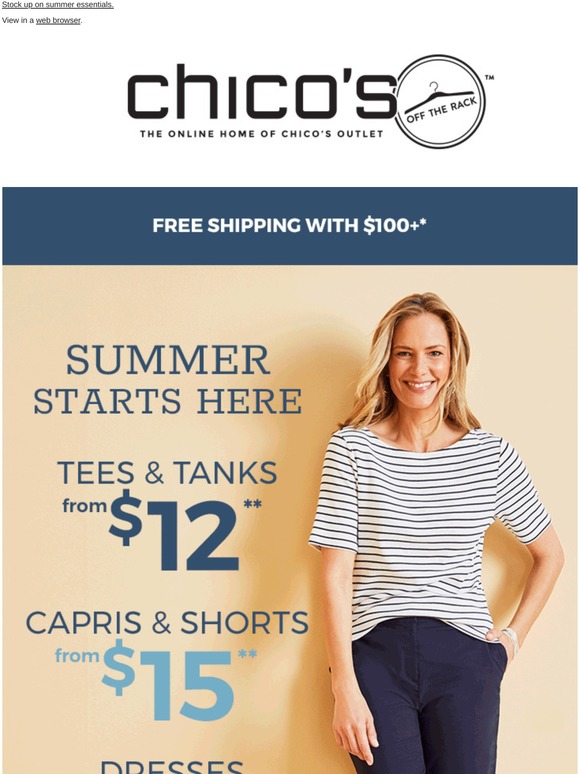 Chico's Off The Rack Tees & Tanks from 12 Shorts from 15 Milled