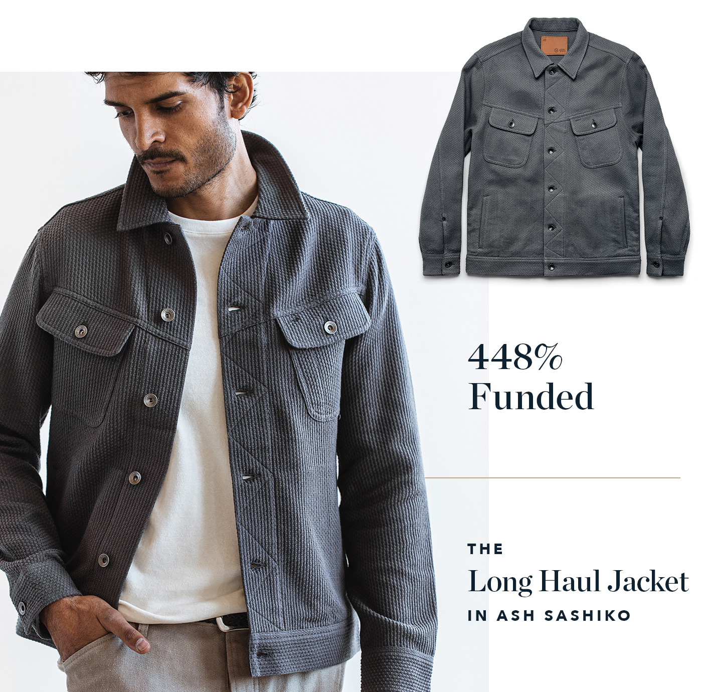 the long haul jacket in indigo sashiko