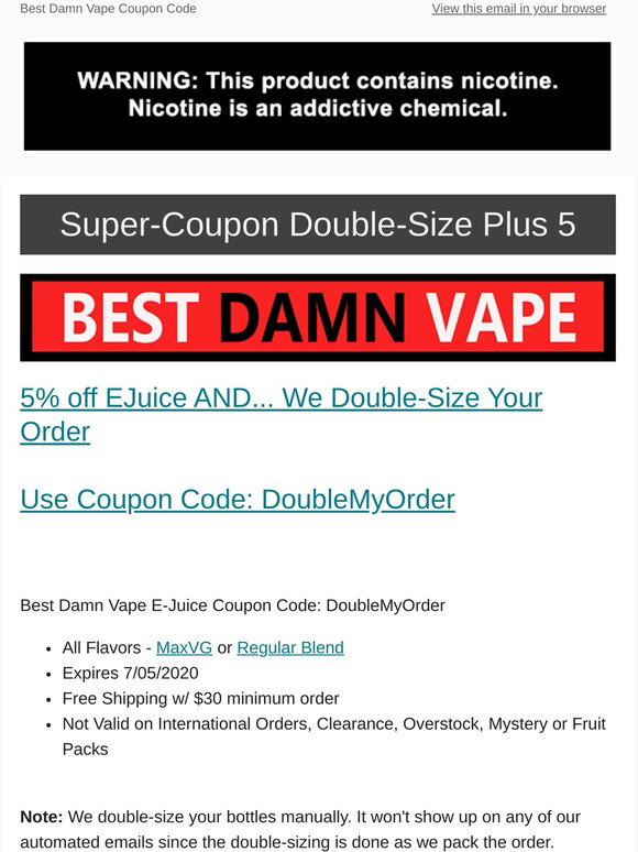 Best Damn Vape: Ending Soon - BOGO Coupon - Buy One Get One