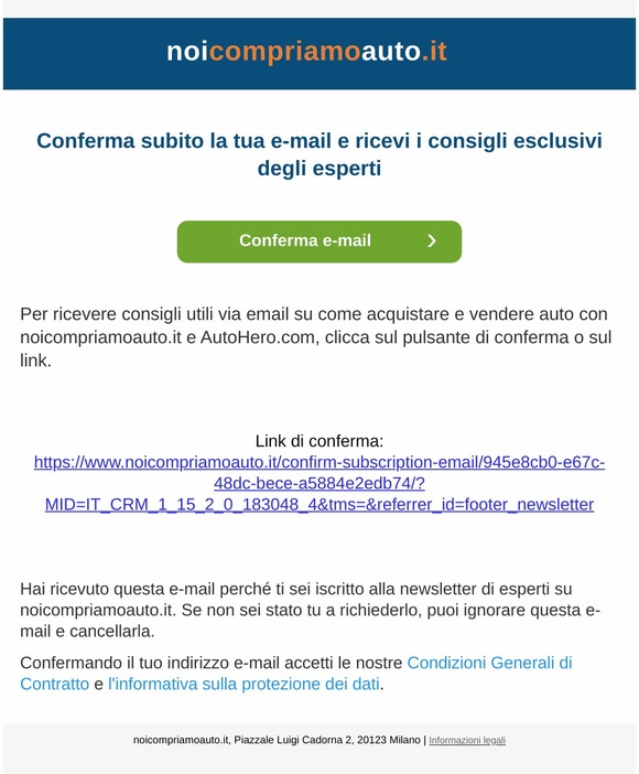 Conferma l'indirizzo e-mail e ricevi i consigli esclusivi degli esperti