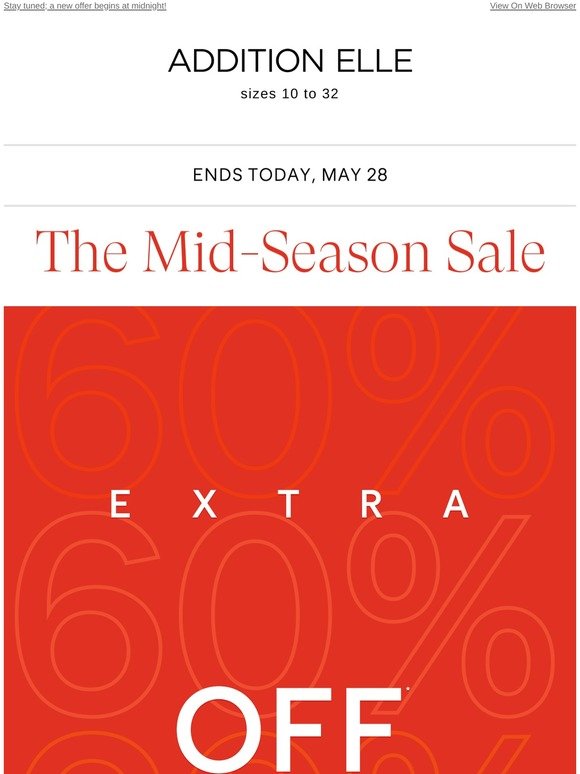 EXTRA 60% OFF sales ends tonight!
