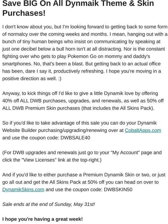 Dynamik Website Builder And Premium Dynamik Skin Sale!