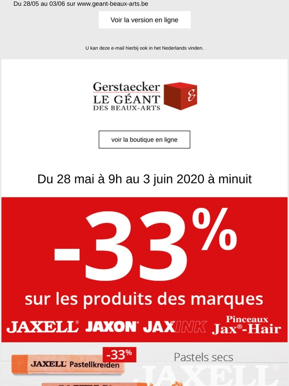 -33% sur Jaxell, Jaxon, Jax Ink et Jax-Hair