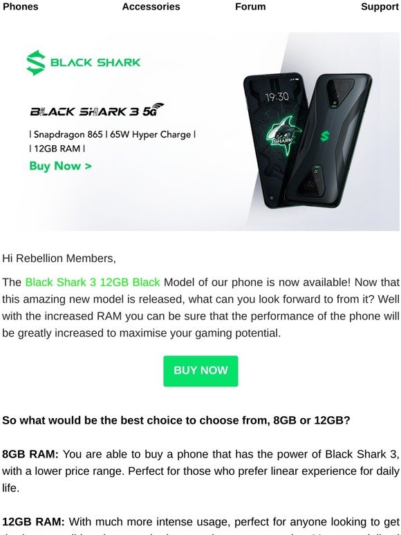 Black Shark3 12GB Now Available!