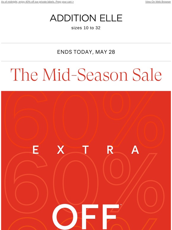 Extra 60% off sales ends in a few hours!