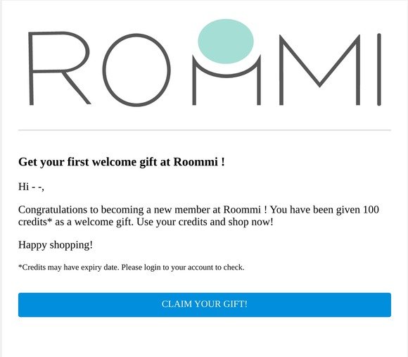 Get your first welcome gift at Roommi !