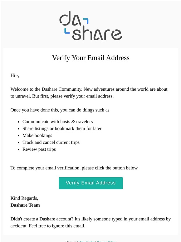 Welcome to Dashare - Verify Your Email Address