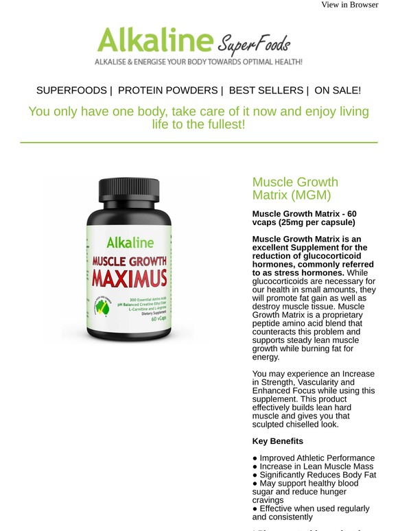 Alkaline Superfoods Muscle Growth Matrix (MGM) and more products you're sure to love Milled