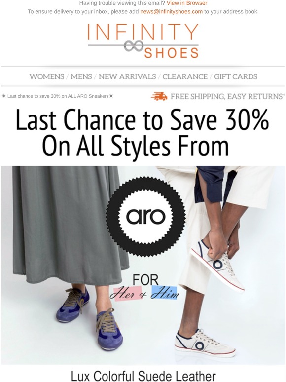 ☀ Last chance to save 30% on ALL ARO Sneakers☀
