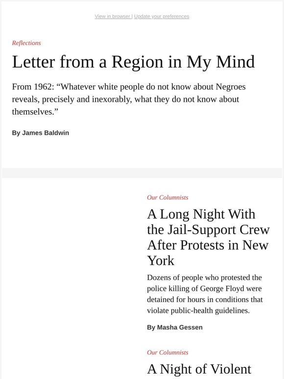 The New Yorker James Baldwin S Letter From A Region In My Mind Milled