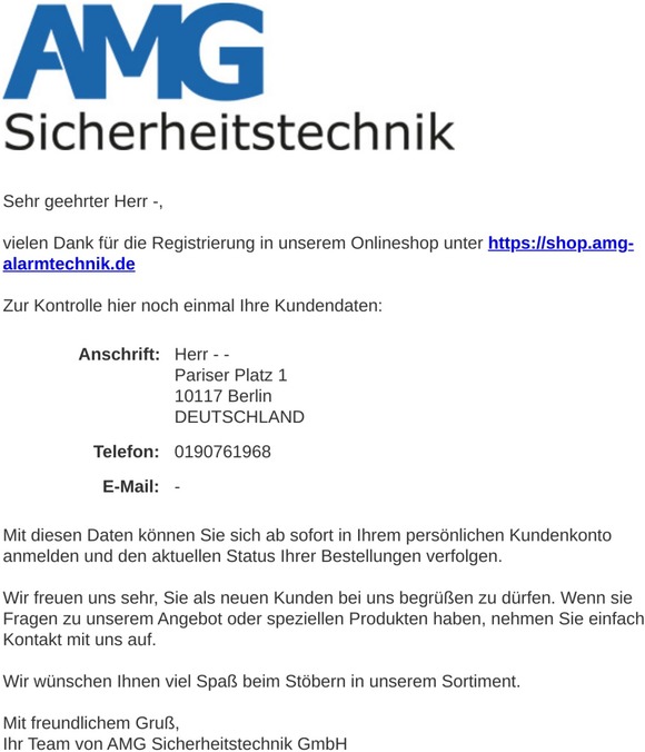 Sie haben Ihr Kundenkonto erfolgreich erstellt