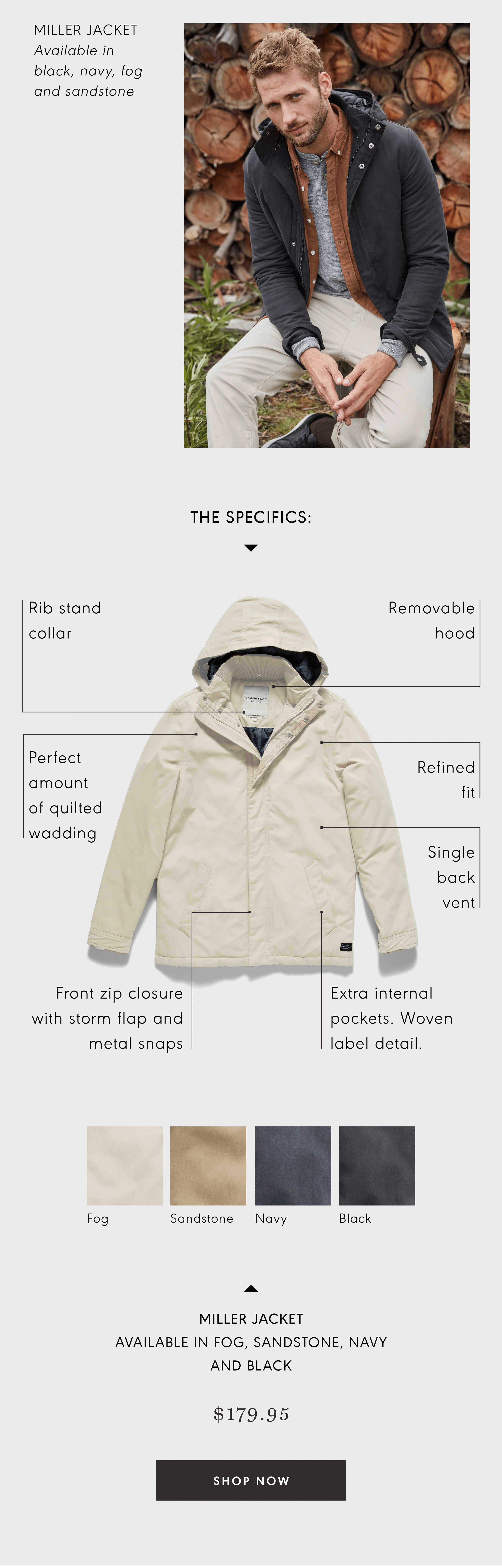 miller jacket academy brand