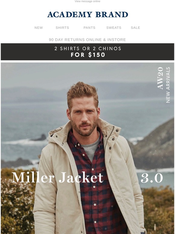 miller jacket academy brand