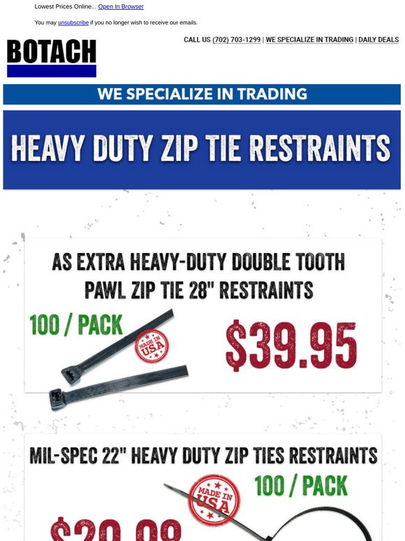Botach Store Botach Tactical: Shop Heavy Duty Zip Tie Restraints ! | Milled