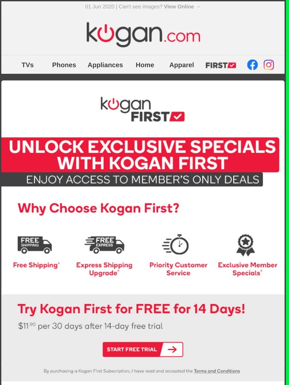 Unlock Exclusive Specials w/FREE 14 Day Kogan First Trial! Milled