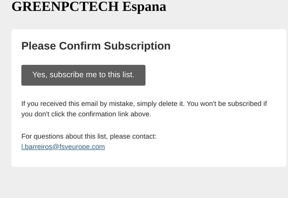 GREENPCTECH Espana: Please Confirm Subscription