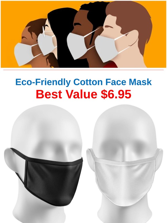 BEST VALUE 6.95 EcoFriendly Cotton Face Mask Milled