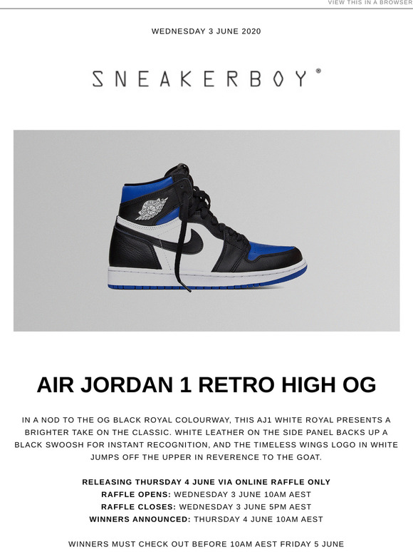 jordan 1 white royal raffle