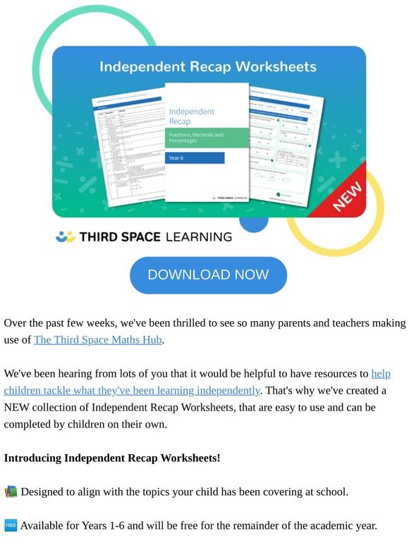 NEW! Free Independent Recap worksheets